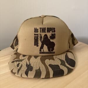 Vintage St. Louis Zoo Camo Snapback Hat Cap Jungle Of The Apes Trucker Designer